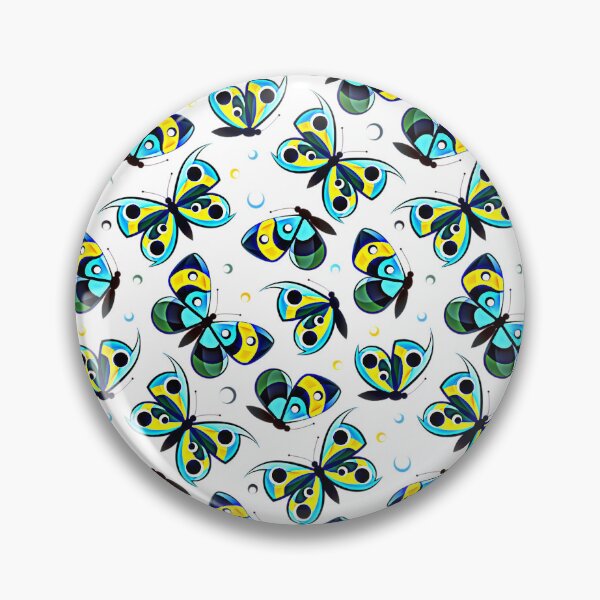 Item preview, Blue Yellow Teal Eye Spot Butterfly Pattern Bold Graphic Illustration T-Shirt designed and sold by DERA RAY.