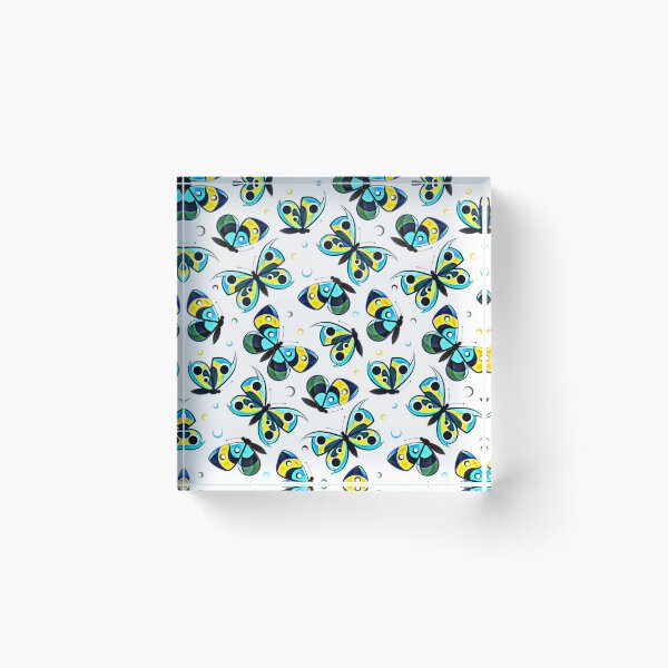 Item preview, Blue Yellow Teal Eye Spot Butterfly Pattern Bold Graphic Illustration T-Shirt designed and sold by DERA RAY.