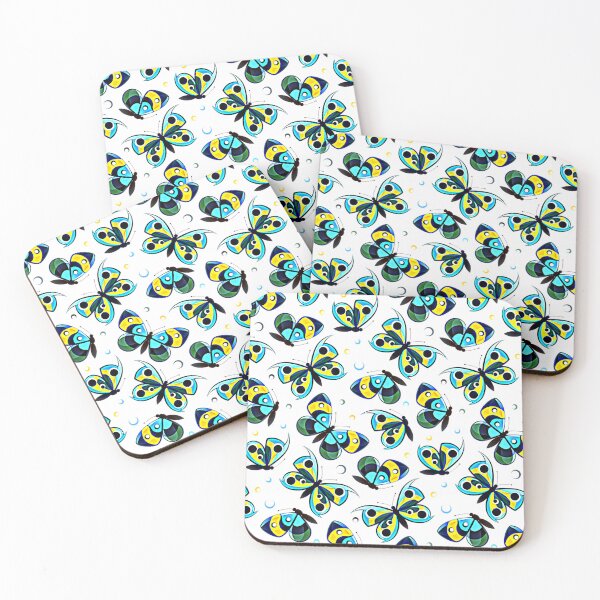 Item preview, Blue Yellow Teal Eye Spot Butterfly Pattern Bold Graphic Illustration T-Shirt designed and sold by DERA RAY.