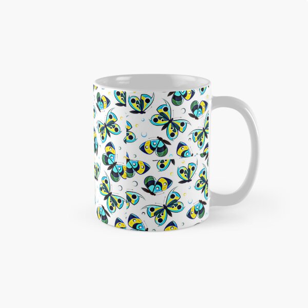 Item preview, Blue Yellow Teal Eye Spot Butterfly Pattern Bold Graphic Illustration T-Shirt designed and sold by DERA RAY.