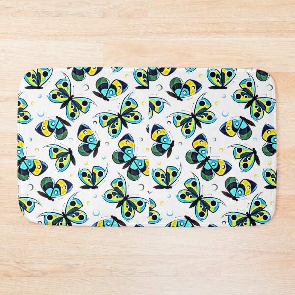 Item preview, Blue Yellow Teal Eye Spot Butterfly Pattern Bold Graphic Illustration T-Shirt designed and sold by DERA RAY.