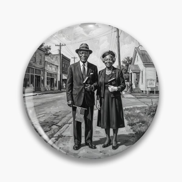 Item preview, Senior Black Couple Black & White Portrait Going to Church designed and sold by Home Decor Art.