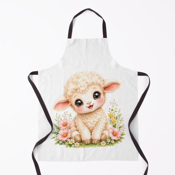 Item preview, Cute Baby Lamb Kawaii Watercolor Floral Sheep Nursery Animal Illustration designed and sold by Sixtinebzh.