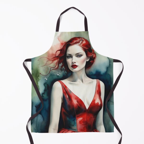 Item preview, Beautiful girl in a red dress on a green watercolor background designed and sold by RAISC.