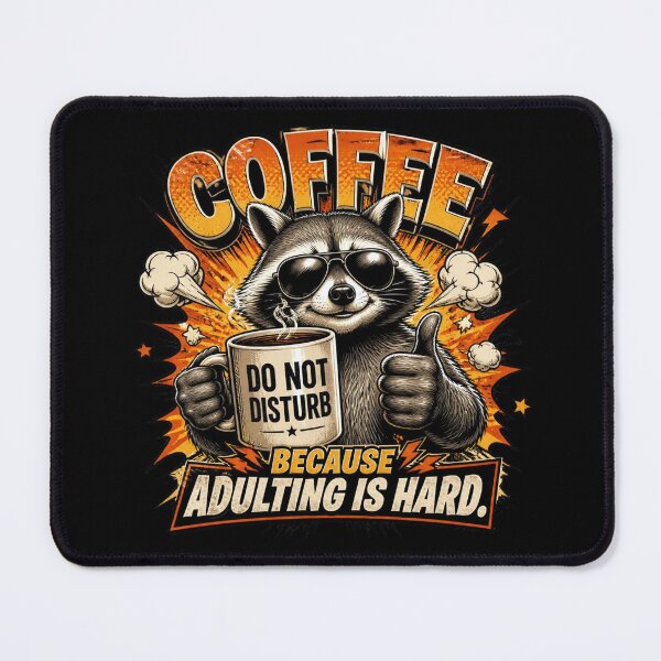 Item preview, Funny Raccoon Coffee Because Adulting Is Hard Retro Vintage T-Shirt Design designed and sold by Cavalier-org.