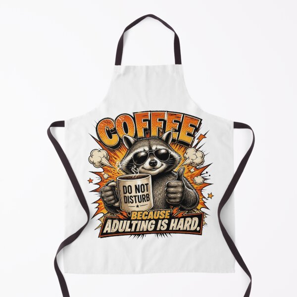 Item preview, Funny Raccoon Coffee Because Adulting Is Hard Retro Vintage T-Shirt Design designed and sold by Cavalier-org.