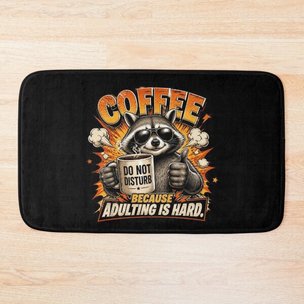 Item preview, Funny Raccoon Coffee Because Adulting Is Hard Retro Vintage T-Shirt Design designed and sold by Cavalier-org.