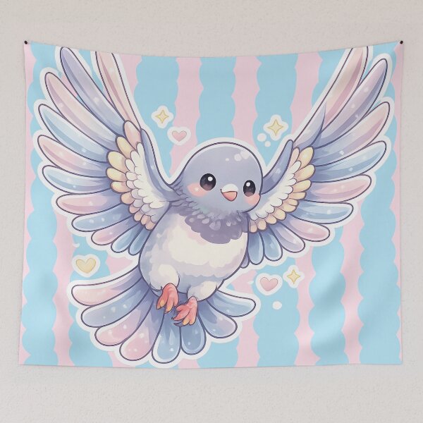 Item preview, Cute Pastel Flying Pigeon with stripes designed and sold by azule1.