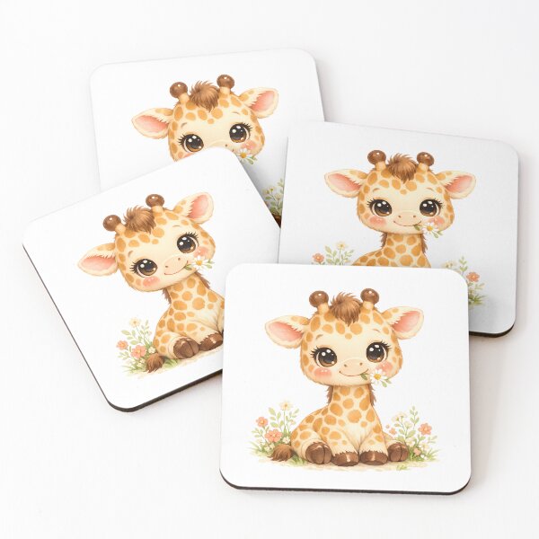 Item preview, Cute Baby Giraffe Kawaii Watercolor Floral Safari Animal Nursery Illustration designed and sold by Sixtinebzh.