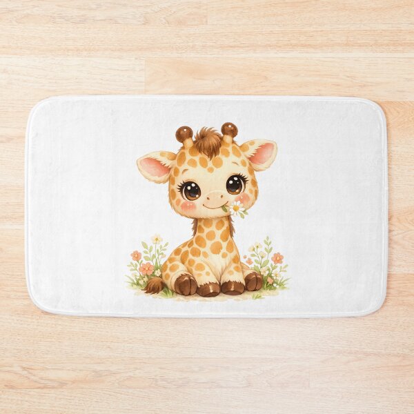 Item preview, Cute Baby Giraffe Kawaii Watercolor Floral Safari Animal Nursery Illustration designed and sold by Sixtinebzh.