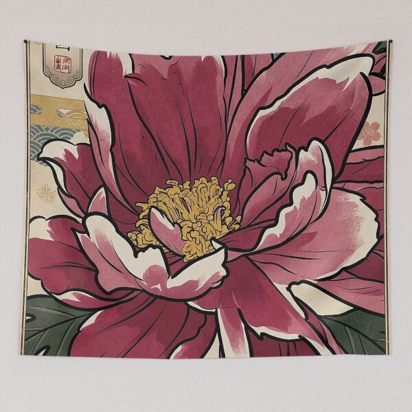 Item preview, Vintage Japanese Style Pink Peony Art designed and sold by Apex_Visuals.