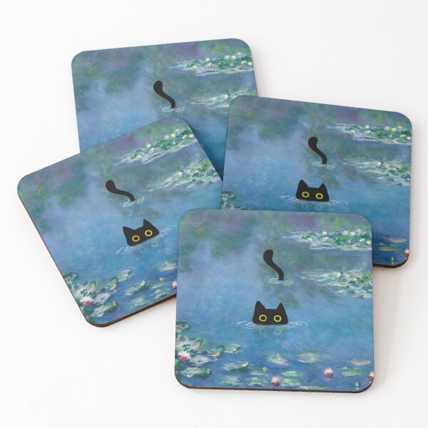 Item preview, Monet Cat in Water Lilies Pond designed and sold by PurrfectHome.