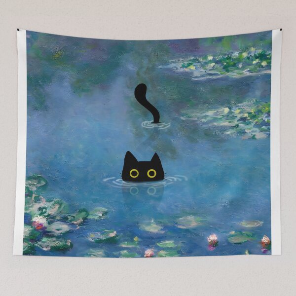 Item preview, Monet Cat in Water Lilies Pond designed and sold by PurrfectHome.
