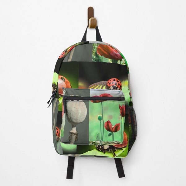 Item preview, Whimsical Ladybug and Poppy Flower Botanical Pattern designed and sold by JurateArt-DK.