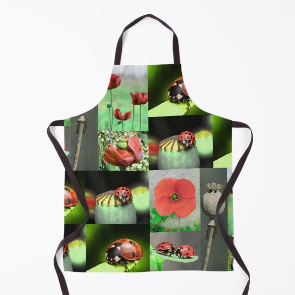 Item preview, Whimsical Ladybug and Poppy Flower Botanical Pattern designed and sold by JurateArt-DK.