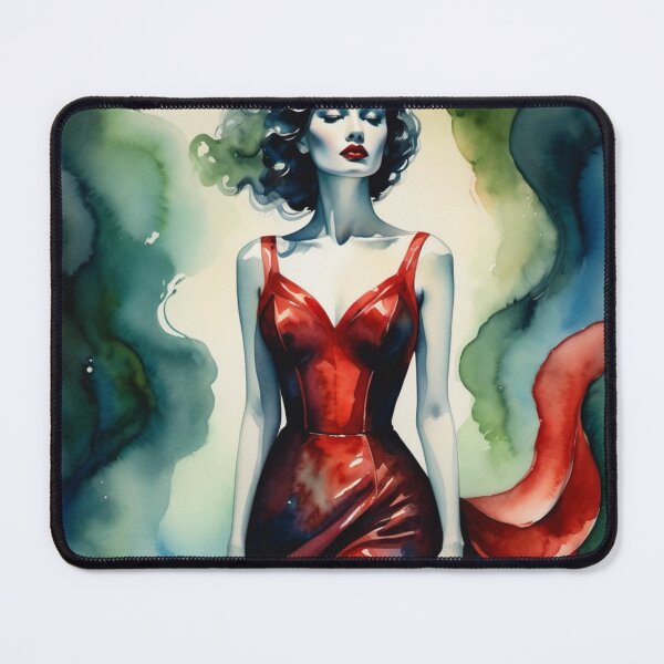 Item preview, Empowered girl in red watercolor dress on green background designed and sold by RAISC.