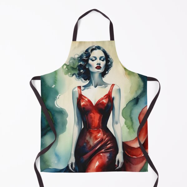 Item preview, Empowered girl in red watercolor dress on green background designed and sold by RAISC.