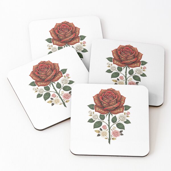 Item preview, Luxury Red Rose Gold Ornate Floral Design designed and sold by P jo.