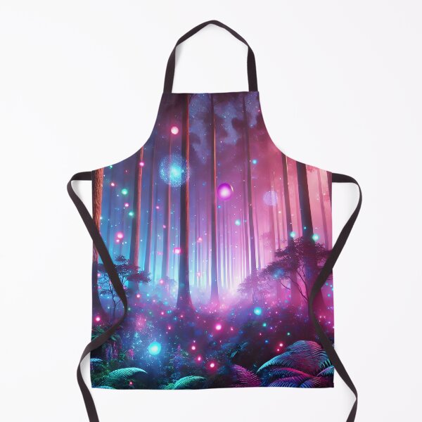 Item preview, Psychedelic Surreal Forest with Glowing Orbs, Dreamy Neon Fantasy Landscape designed and sold by PebsPebs.