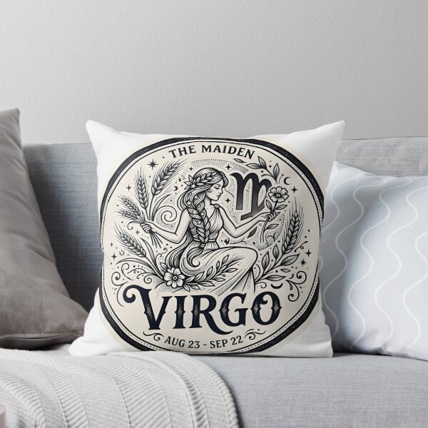 Item preview, Virgo The Maiden Vintage Circle Badge Zodiac Art designed and sold by Zodiac Celestial Art.