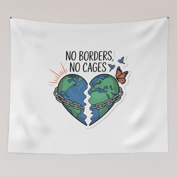 Item preview, No Borders No Cages Broken Earth Heart Freedom designed and sold by DariaOltes.