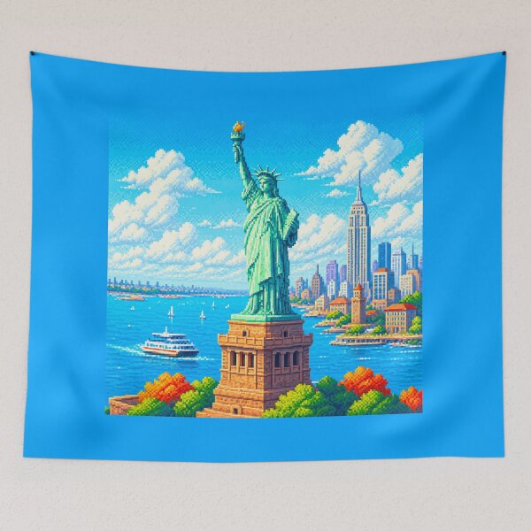 Item preview, Pixel Art Statue of Liberty New York City Skyline | Retro 8-Bit NYC Travel Art | Liberty Island Vintage Gaming Aesthetic Sticker, T-Shirt & Gift designed and sold by Kittcatking.