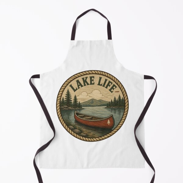 Item preview, Vintage Lake Life Canoe and Mountain Badge Art designed and sold by ByKayaPrints.