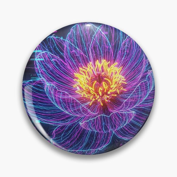 Item preview, Neon Cyberpunk Peony Flower Digital Art designed and sold by Apex_Visuals.