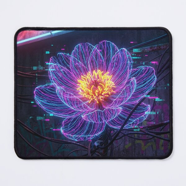 Item preview, Neon Cyberpunk Peony Flower Digital Art designed and sold by Apex_Visuals.