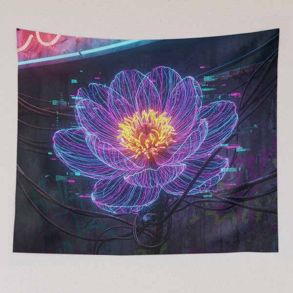 Item preview, Neon Cyberpunk Peony Flower Digital Art designed and sold by Apex_Visuals.