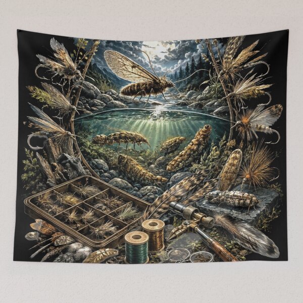Item preview, T-Shirt - Sticker - Moonlit Stream of Caddisfly Life designed and sold by ForeverPrintsOK.
