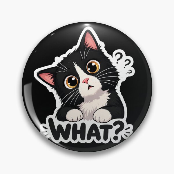 Item preview, What Cat – Funny Confused Black and White Cat Design designed and sold by Aruellart.