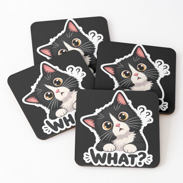 Item preview, What Cat – Funny Confused Black and White Cat Design designed and sold by Aruellart.