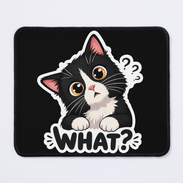 Item preview, What Cat – Funny Confused Black and White Cat Design designed and sold by Aruellart.