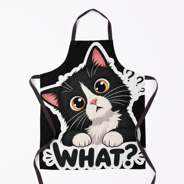 Item preview, What Cat – Funny Confused Black and White Cat Design designed and sold by Aruellart.
