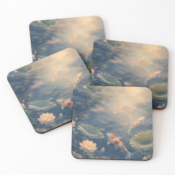 Item preview, Japanese Koi Pond Wall Art – Lotus Flowers, Sunlit Water Garden & Serene Ukiyo-e Inspired Nature Design designed and sold by Tomoyo Art.