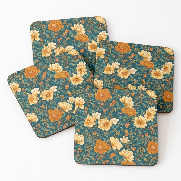 Item preview, Teal Amber Vintage Botanical Bloom designed and sold by Waltzia.