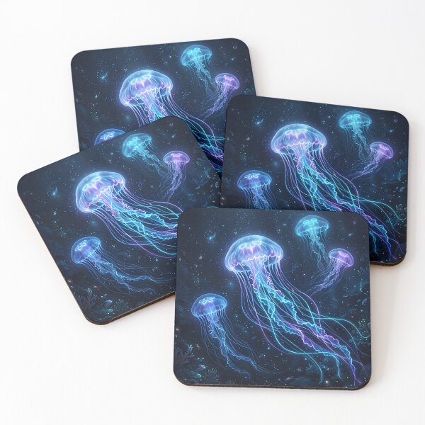 Item preview, Glowing Jellyfish Underwater Art | Bioluminescent Ocean Marine Life Digital Illustration designed and sold by Unwrapfashion.