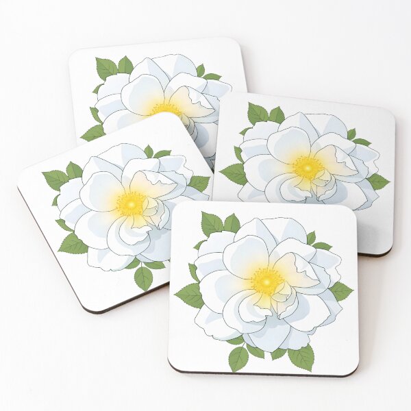 Item preview, Glowing White Rose Botanical Illustration with Sunlit Center designed and sold by StoryVibes.