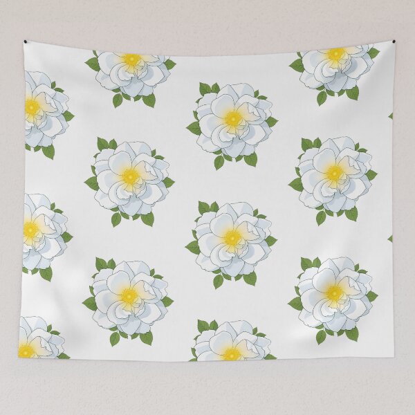Item preview, Glowing White Rose Botanical Illustration with Sunlit Center designed and sold by StoryVibes.