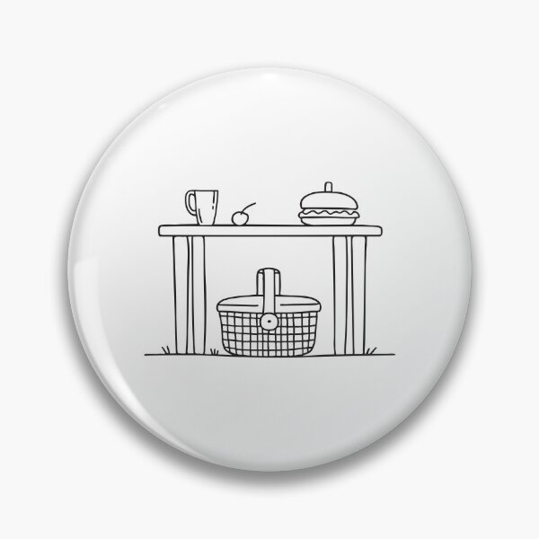 Aperçu de l'œuvre Un panier de pique-nique placé sous la table créée et vendue par rasagamastore.