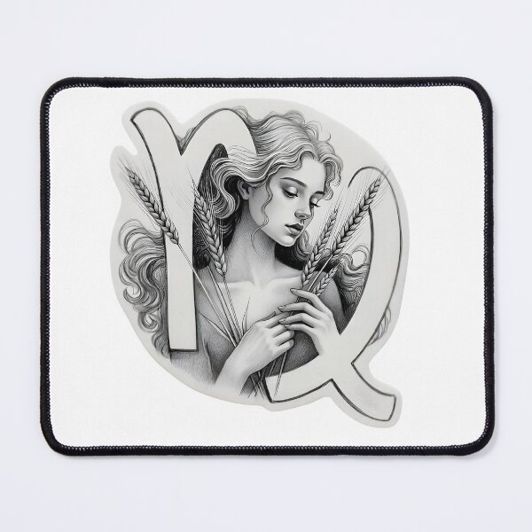 Item preview, Virgo Maiden Wheat Pencil Portrait Classic Zodiac Art designed and sold by Zodiac Celestial Art.