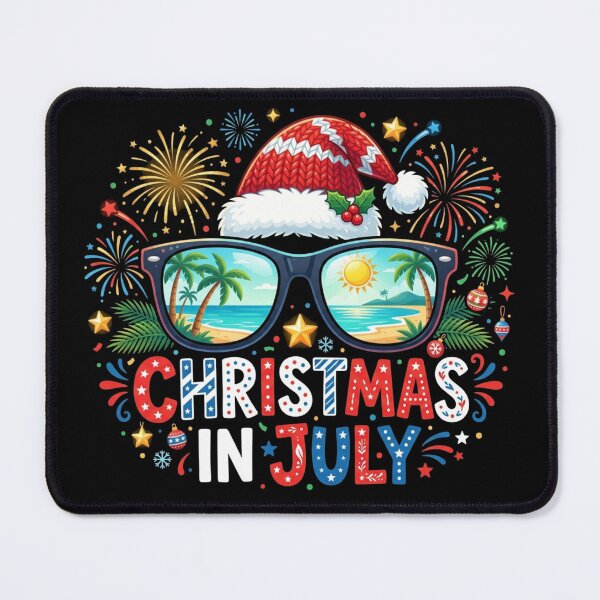 Item preview, Patriotic Christmas In July Sunglasses Santa Hat Shirt designed and sold by TeNovaStudio.