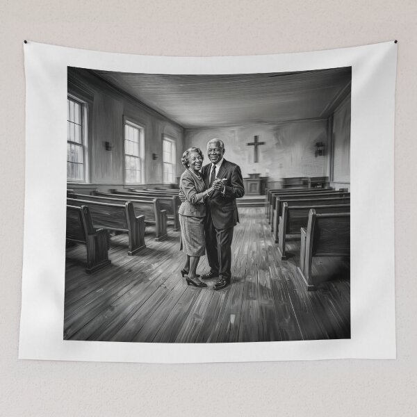 Artikelvorschau, Senior African American Couple Dancing In Church entworfen und verkauft von Home Decor Art.