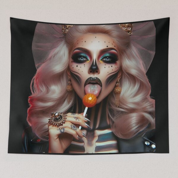 Item preview, Gothic Doll Licking Orange Lollipop designed and sold by Voodoo Store Paranormal Collections.