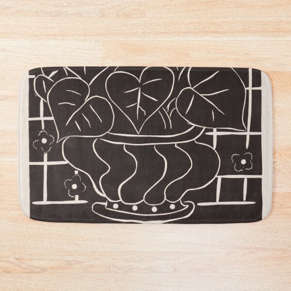 Item preview, Heart Leaves in Patterned Vase Linocut designed and sold by artofuniverse.