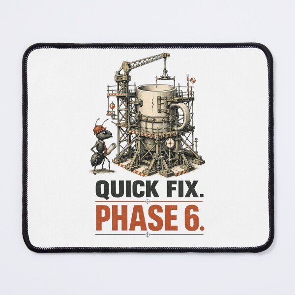 Item preview, Quick Fix Phase 6 Funny Ant Project Management Overengineering Humor designed and sold by Print Loft.