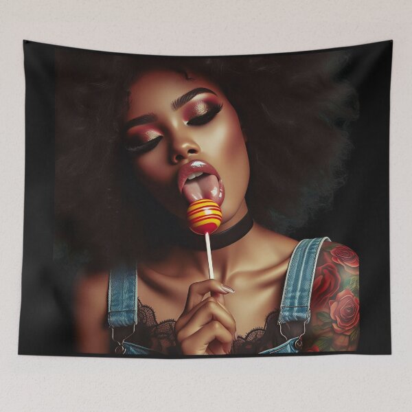 Item preview, Denim Rose Girl Licking Lollipop designed and sold by Voodoo Store Paranormal Collections.