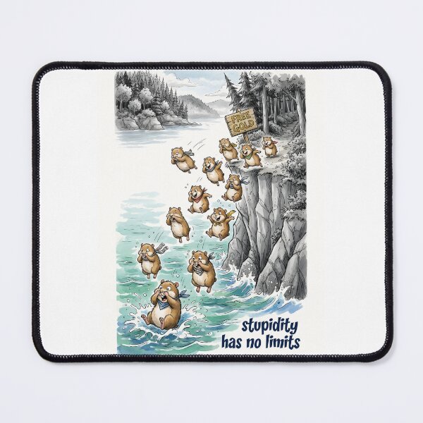 Item preview, Lemmings Jumping Of Cliff For Free Gold designed and sold by Museum Of Non-Existing Art.