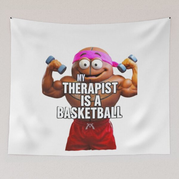 Item preview, My Therapist Is A Basketball Funny Gym Workout Muscle Basketball Tshirt designed and sold by BodaZZ.